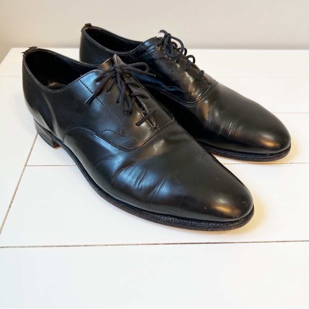 Brooks Brothers The Curzon Men’s Leather Oxford Dress Shoes Black Size 41